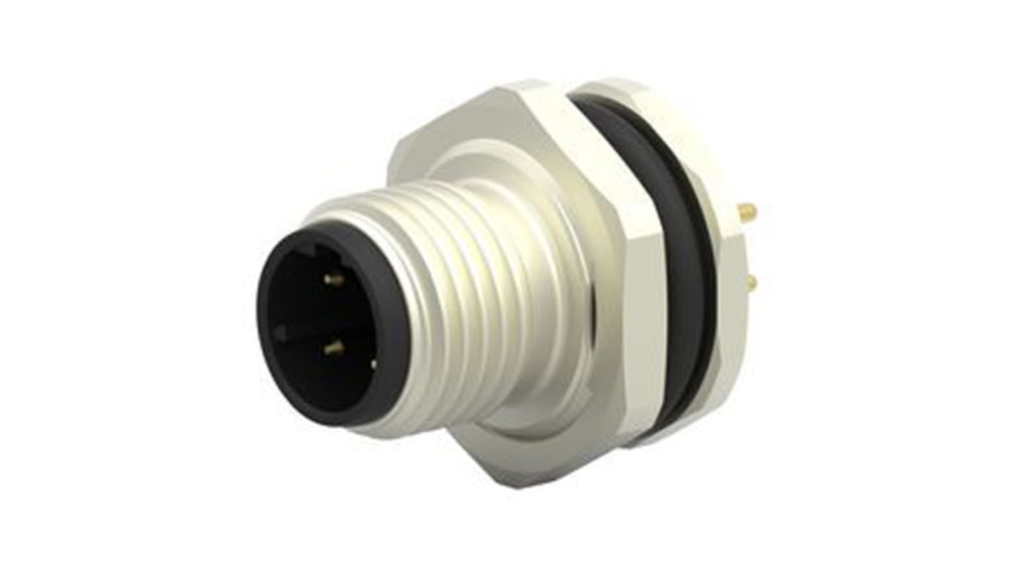 TE Connectivity Circular Connector, 4 Contacts, Rear Mount, M12 Connector, Socket, Male, IP67, M12 Series