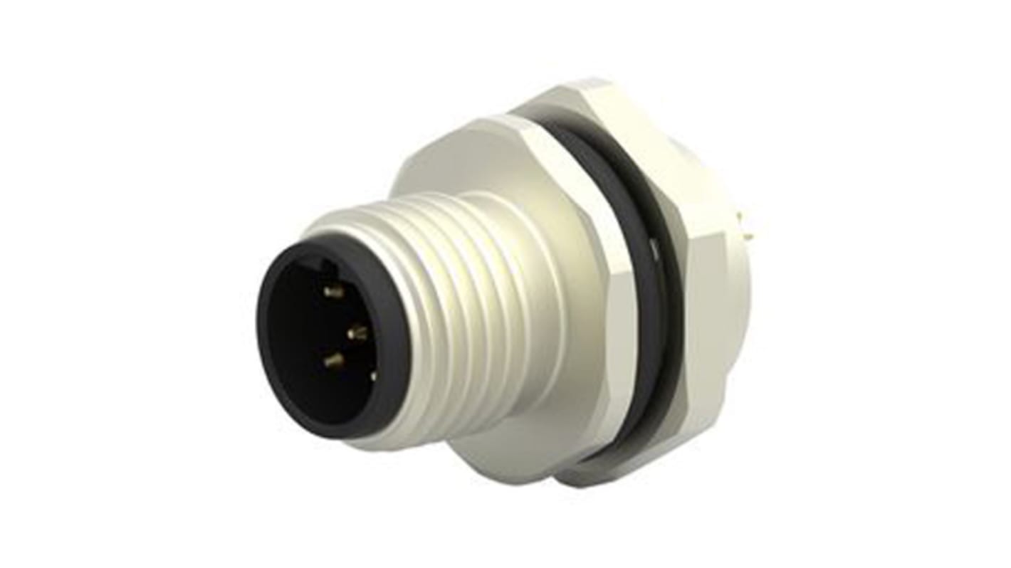 TE Connectivity Circular Connector, 5 Contacts, Front Mount, M12 Connector, Plug, Male, IP67, M12 Series