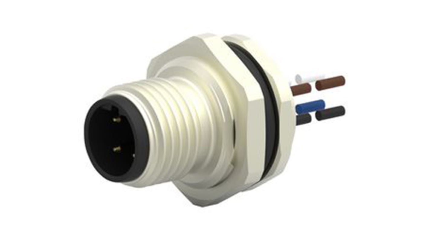 TE Connectivity Straight Male 4 way M12 to Unterminated Sensor Actuator Cable, 200mm