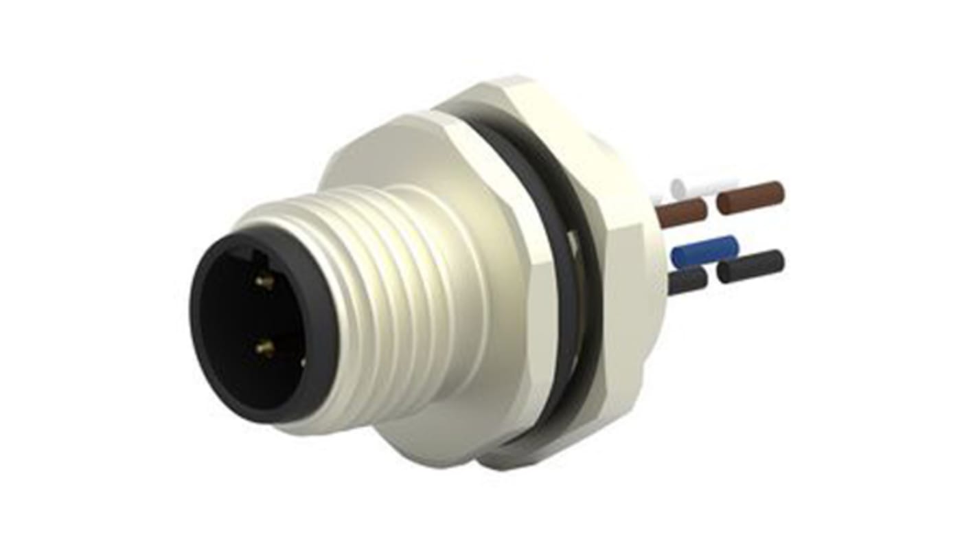 TE Connectivity Érzékelő-működtető kábel, M12 - Szereletlen - 4 érintkező, 250 V AC/DC, 4 A, 200mm