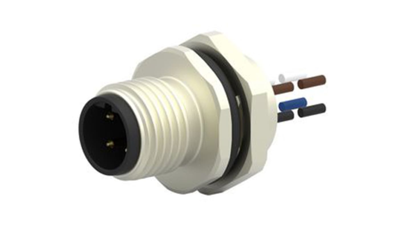 TE Connectivity Straight Male 4 way M12 to Unterminated Sensor Actuator Cable, 200mm