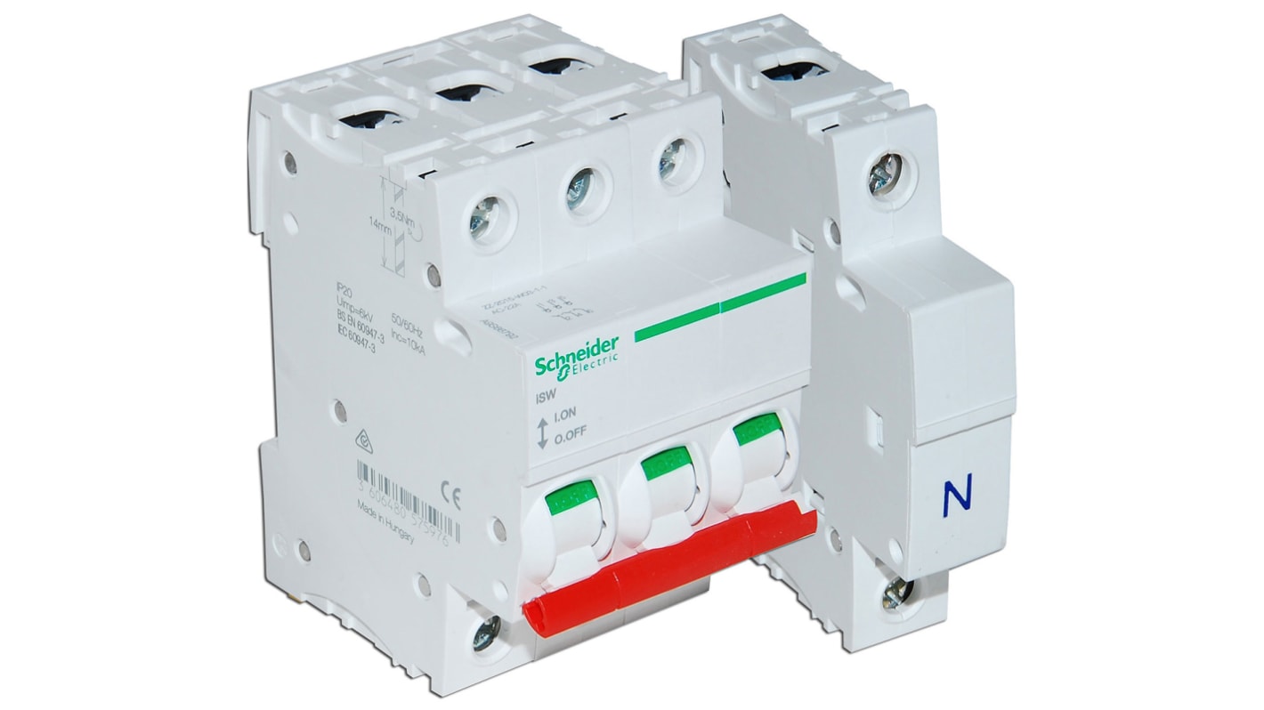 Schneider Electric 3P+N Pole Isolator Switch - 125A Maximum Current