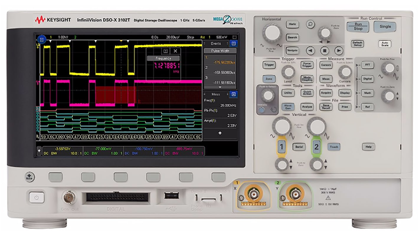 Keysight MSOX3104T Mixed-Signal Tisch Oszilloskop 4-Kanal Analog / 16 Digital 1GHz, DKD/DAkkS-kalibriert CAN, IIC, LIN,