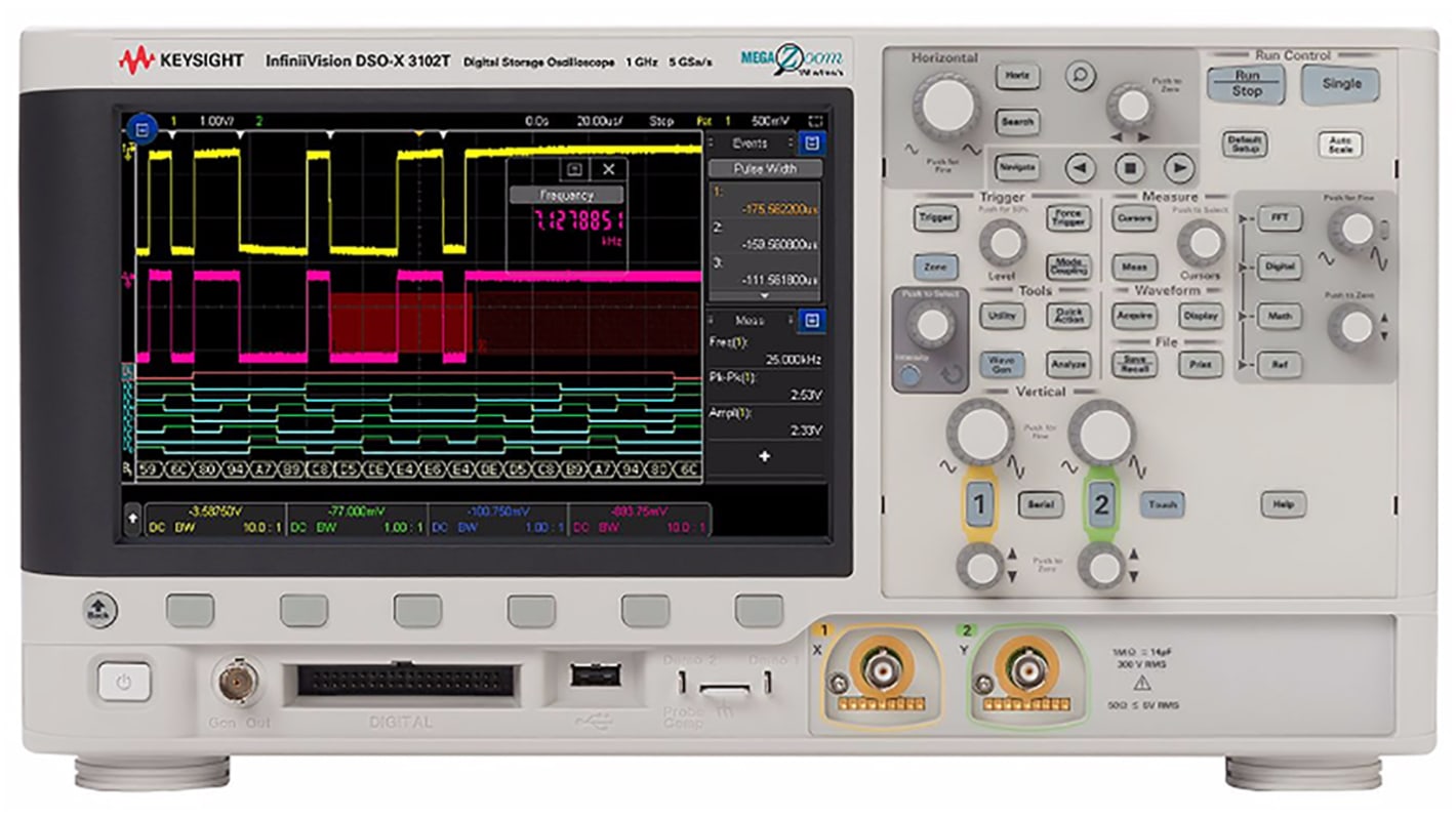 Keysight Technologies Oszcilloszkóp, InfiniiVision 3000T X sorozatú, MSOX3102T, Asztali, 1GHz CAN, IIC, LIN, RS232,