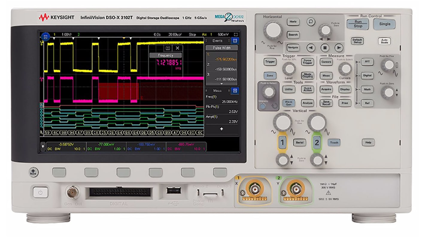 Oscilloscopio Da banco Keysight Technologies MSOX3102T, 2 ch. analogici, 16 ch. digitali, 1GHz, Cert. ISO