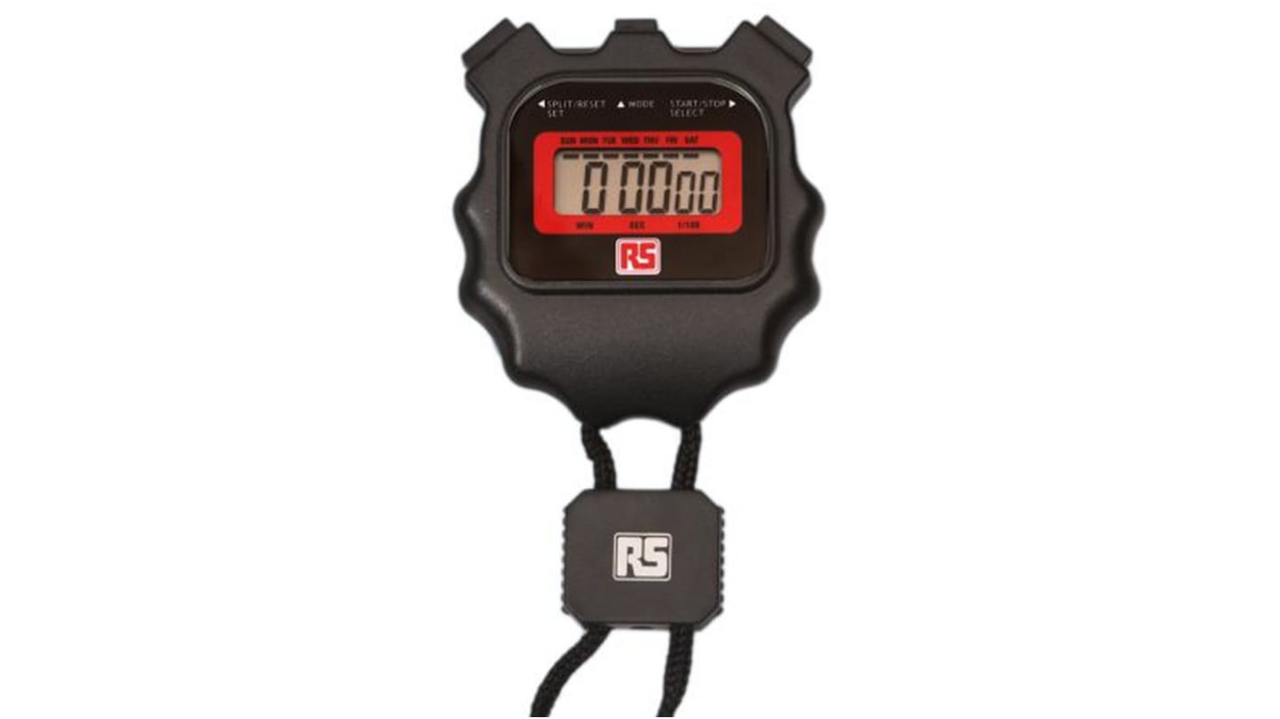 RS PRO Black Digital Pocket Stopwatch 24 h 40 min 1 s, With RS Calibration