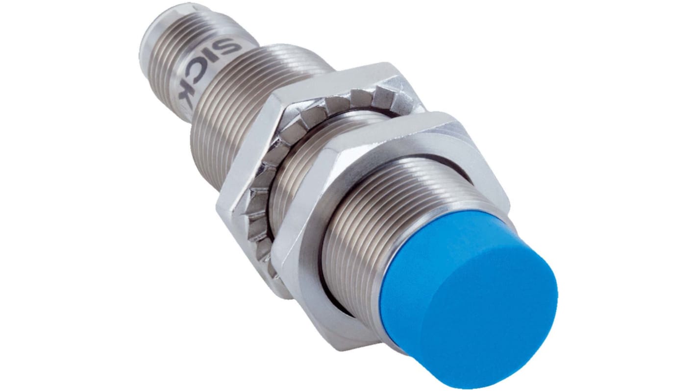 Sensor de proximidad Sick, M18 x 1, alcance 12 m, salida PNP, interfaz IO-Link, 10 → 30 V dc, IP68, IP69K, 1kHz