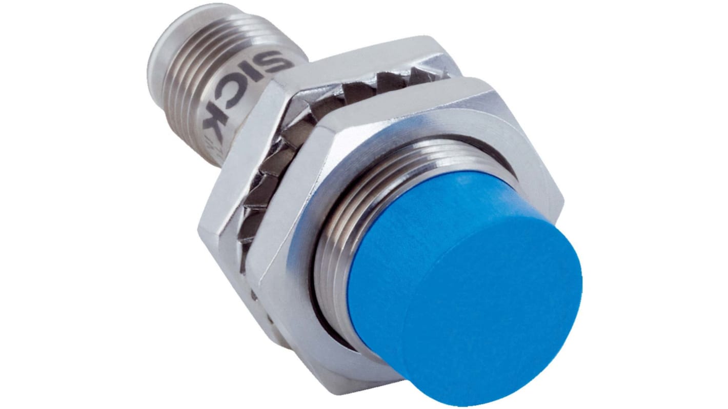 Sick Inductive Barrel-Style Proximity Sensor, M18 x 1, 12 mm Detection, PNP Output, 10 → 30 V dc, IP68, IP69K