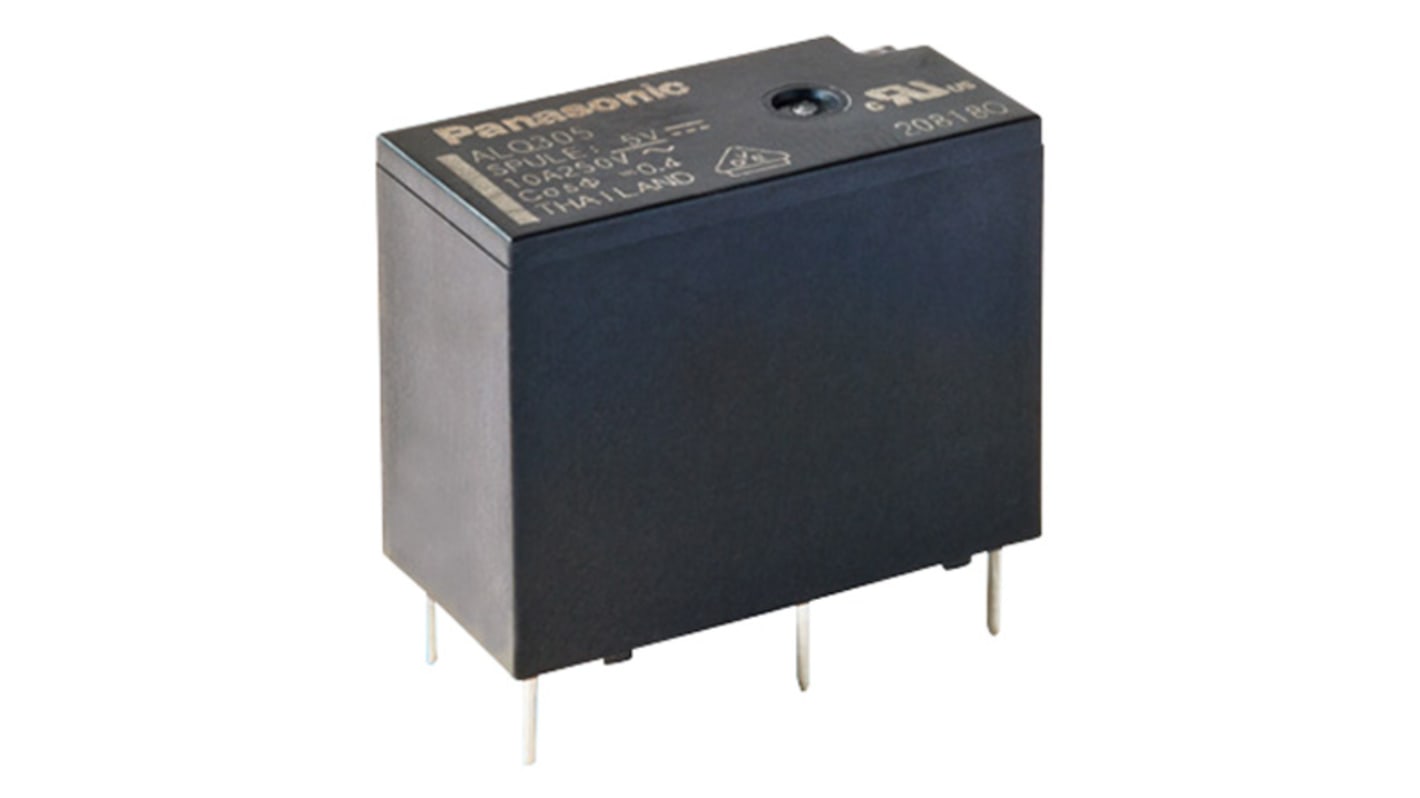 Panasonic PCB Mount Non-Latching Relay, 5V dc Coil, 10A Switching Current, SPST