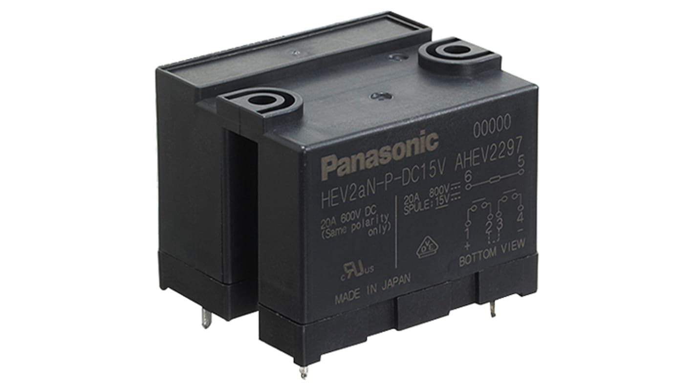 Relais de puissance Panasonic, 2 NO, bobine 24V c.c. Montage sur CI 1.92W