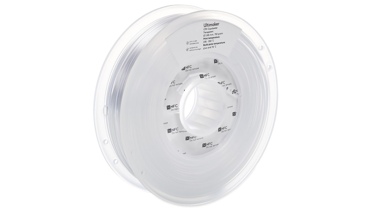 Filament pour imprimante 3D Ultimaker, CPE, Ø 2.85mm, Transparent, 750g, FDM