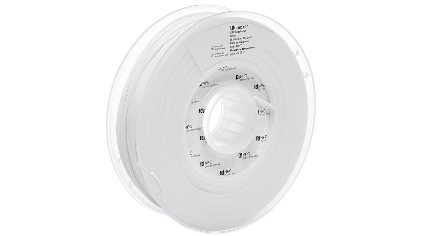 Filament pour imprimante 3D Ultimaker, CPE, Ø 2.85mm, Blanc, 750g, FDM