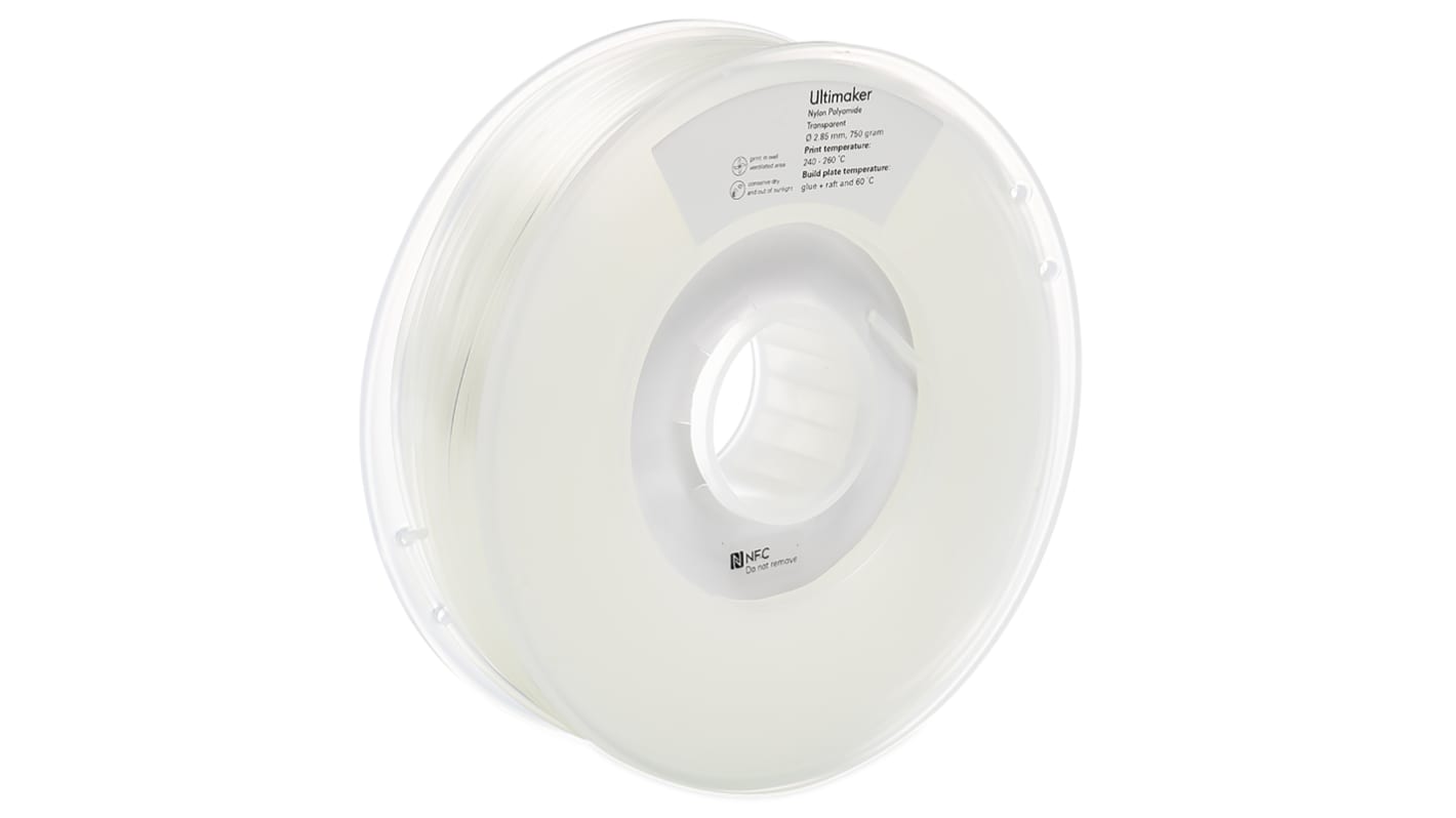 Filament pour imprimante 3D Ultimaker, PA, Ø 2.85mm, Transparent, 750g, FDM