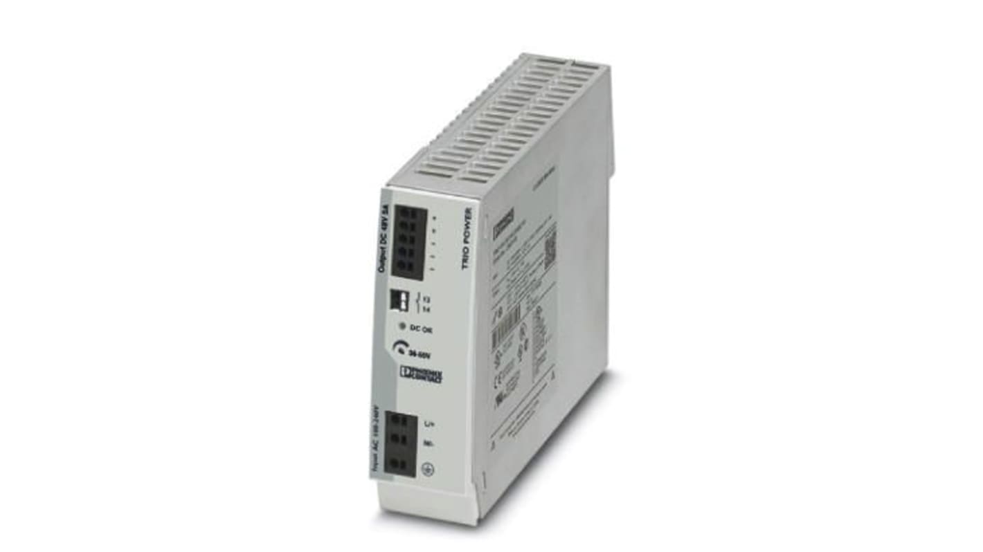 Phoenix Contact TRIO-PS-2G/1AC/48DC/5 Switched Mode DIN Rail Power Supply, 100 → 240V ac ac Input, 48V dc dc