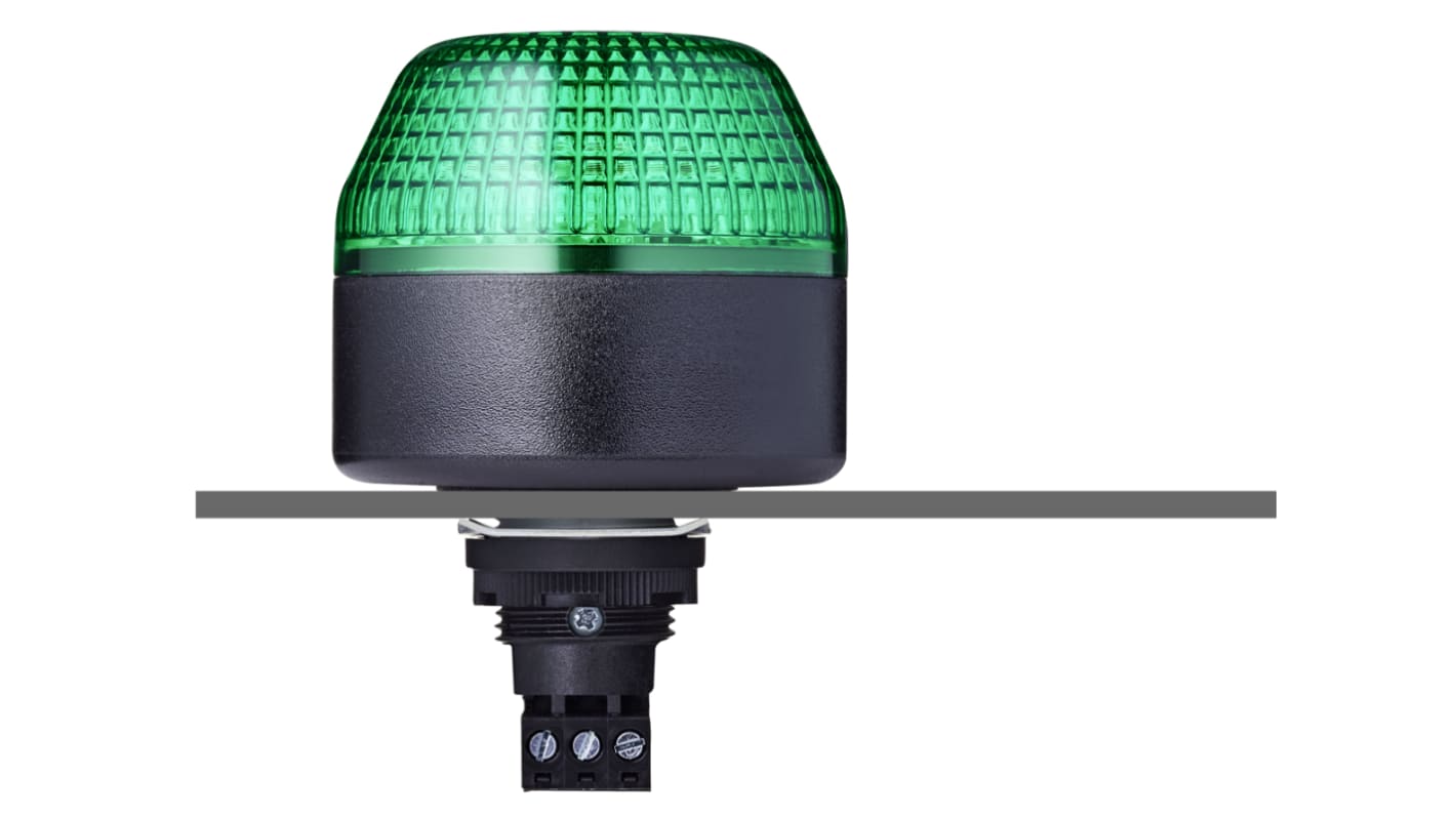 Sygnalizator 24 V AC/DC Migające, stałe Zielony Montaż panelowy LED