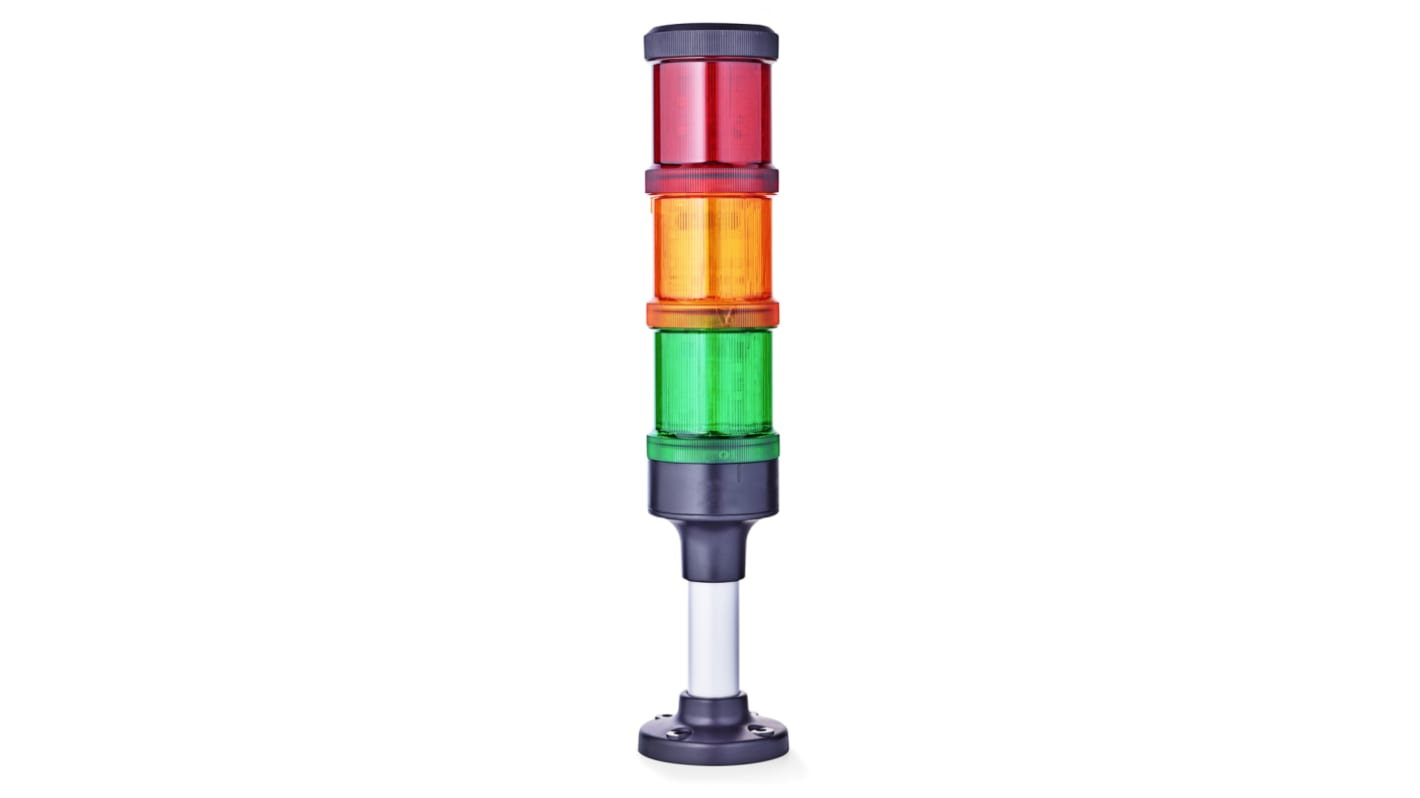 Columna de señalización AUER Signal ECOmodul60, LED, con 3 elementos Rojo/Verde/Ámbar, 24 V ac / dc