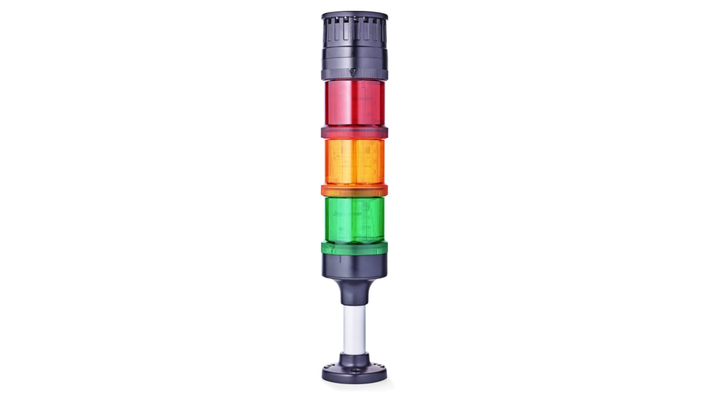 Columna de señalización AUER Signal ECOmodul60, LED, con 3 elementos Rojo/Verde/Ámbar, 24 V ac / dc