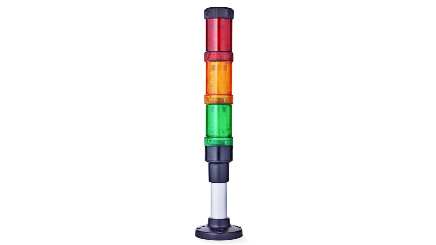 Columna de señalización AUER Signal ECOmodul40, LED, con 3 elementos Rojo/Verde/Ámbar, 24 V ac / dc