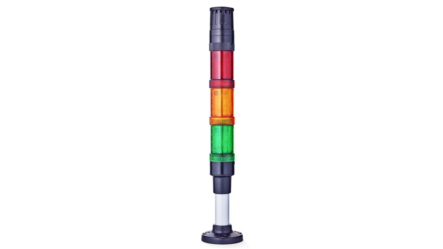 AUER Signal ECOmodul40 LED Signalturm 3-stufig Linse Rot/Grün/Gelb LED Orange, Grün, Rot + Summer Dauer Multifunktion