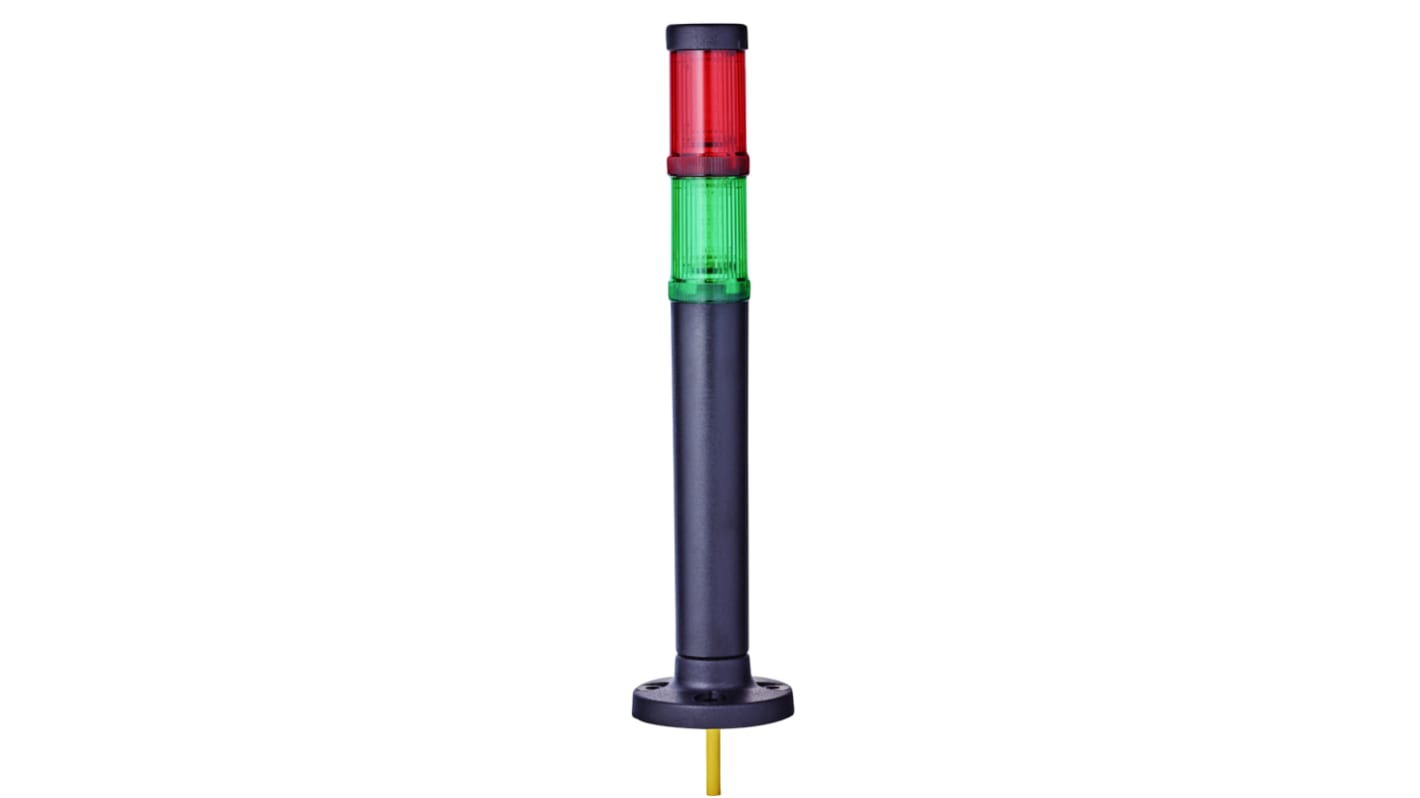 AUER Signal modulCOMPACT30 Series Red/Green Signal Tower, 2 Lights, 24 V ac/dc, Base Mount