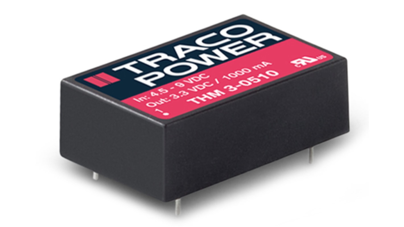 TRACOPOWER THM 3 DC-DC Converter, ±15V dc/ ±100mA Output, 18 → 36 V dc Input, 3W, PCB Mount, +90°C Max Temp