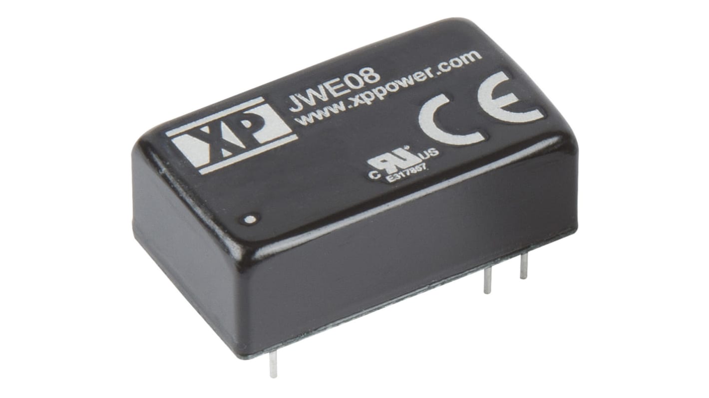 XP Power JWE08 DC-DC Converter, 5V dc/ 1.6A Output, 9 → 36 V dc Input, 8W, Through Hole, +105°C Max Temp -40°C