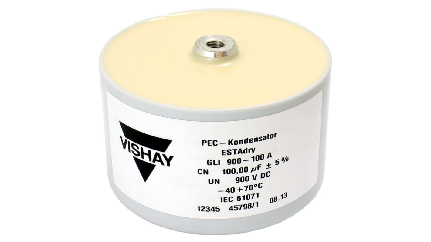 Corrección del factor de potencia (PFC) de condensador Vishay, 150μF, ±5%, 900V dc, Enchufable