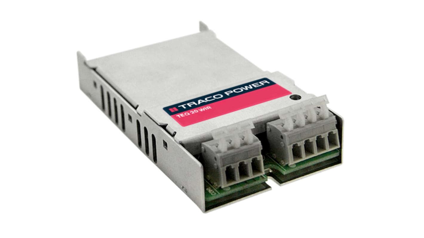 TRACOPOWER TEQ 20WIR DC-DC Converter, 15V dc/ 1.33A Output, 43 → 160 V dc Input, 20W, Chassis Mount, +83°C Max