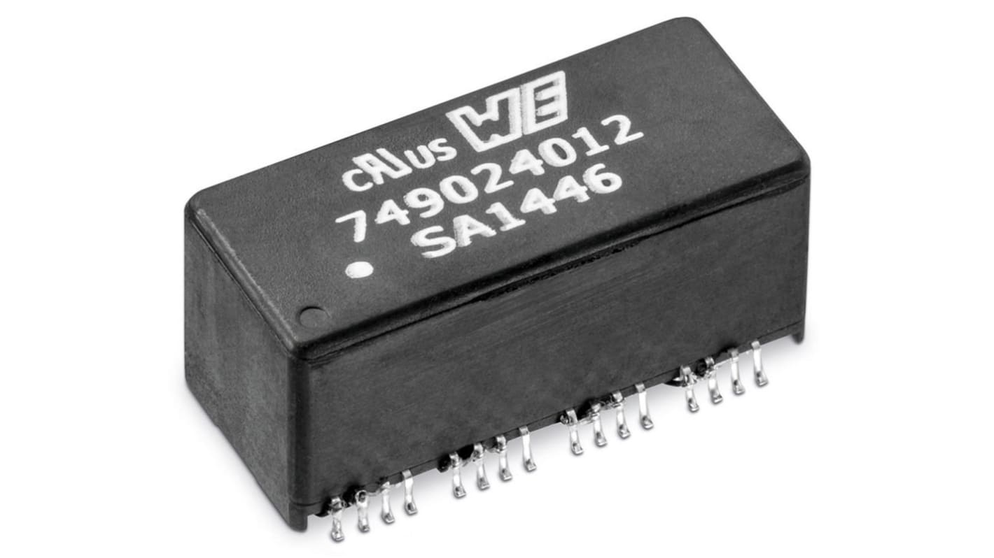 Transformador LAN Ethernet Wurth Elektronik, 1 puertos, Montaje superficial, 24.55 x 18.25mm, 0 → +70 °C