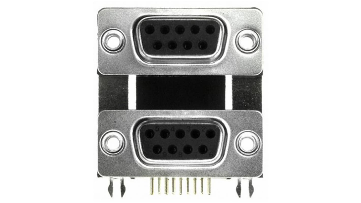 Conector D-sub Norcomp, Serie 189, paso 2.769mm, Ángulo de 90° D-Sub de dos puertos, Orificio Pasante, Hembra/Hembra,