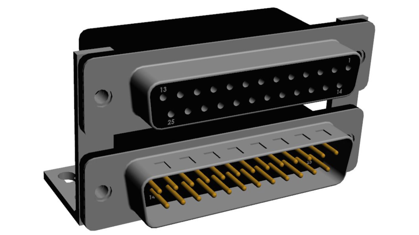 Conector D-sub Norcomp, Serie 189, paso 2.769mm, Ángulo de 90° D-Sub de dos puertos, Orificio Pasante, Hembra/Macho,