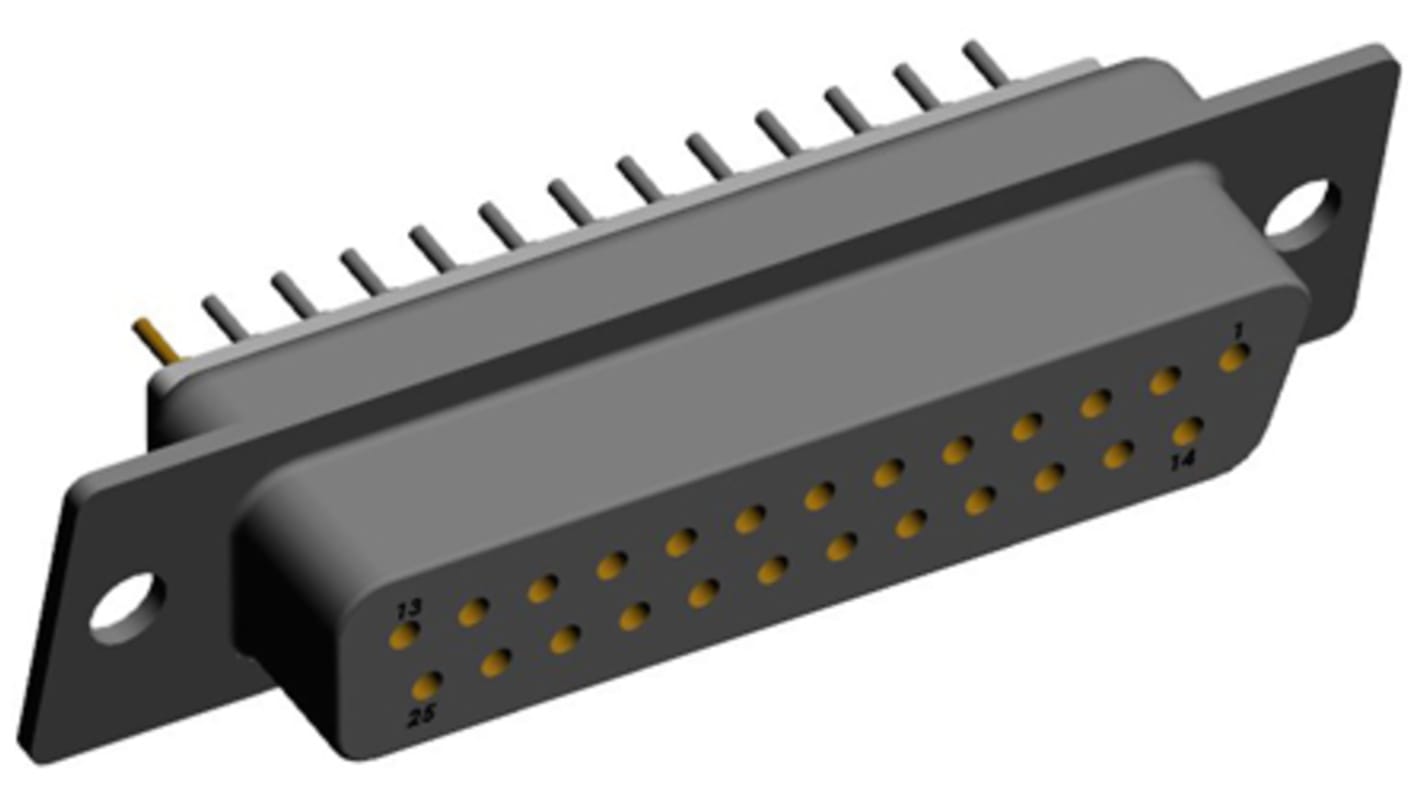 Connecteur Sub-D Femelle Norcomp 25 voies Traversant Droit