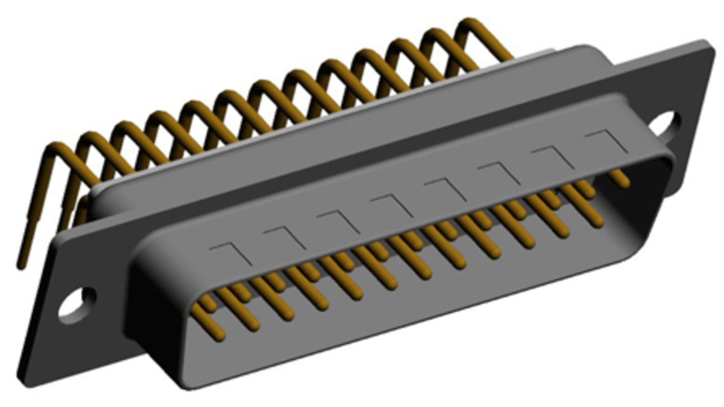 Connecteur Sub-D Mâle Norcomp 25 voies Montage enfichable Angle droit