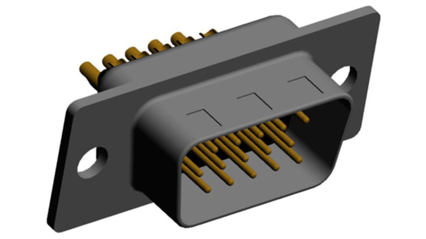 Złącze D-Sub 15-pinowe Męski Kątowe Montaż wtykowy raster 2.286mm Złoto