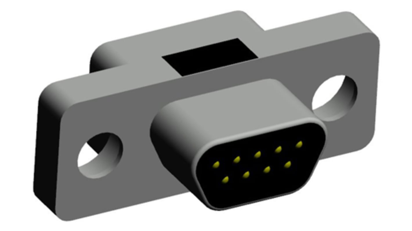 Norcomp MICRO-D 9 Way Through Hole D-sub Connector Plug, 1.27mm Pitch