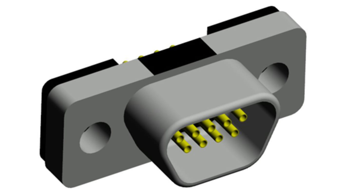 Konektor PCB D-Sub, řada: 380, MICRO-D, číslo řady: 380, počet kontaktů: 9, orientace těla: přímý, Montáž na plošný