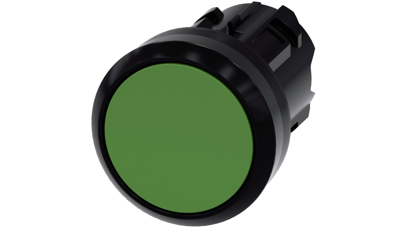 Pulsador Siemens serie SIRIUS ACT, Ø 22mm, de color Verde, Enclavamiento, IP66, IP67, IP69K