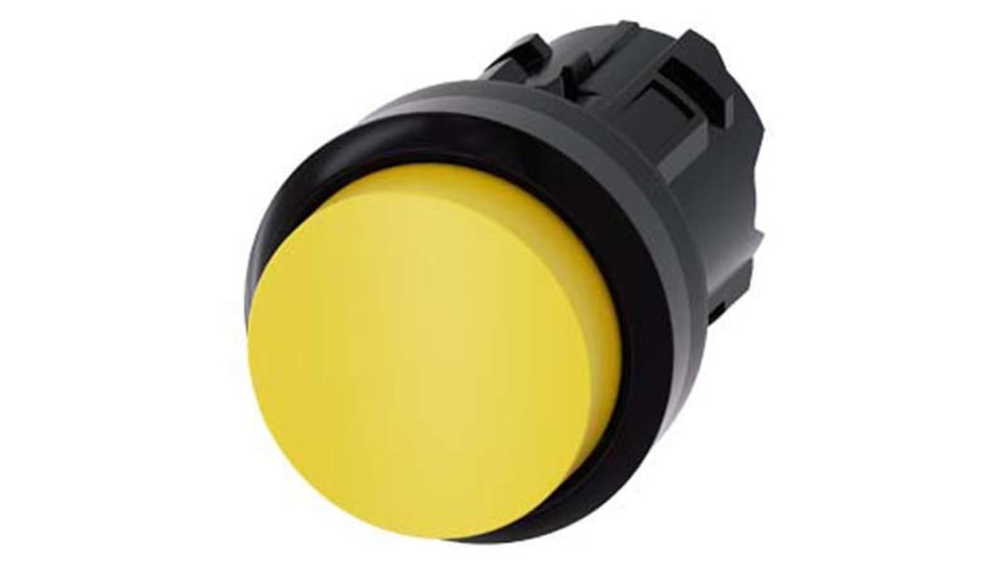 Pulsador Siemens serie SIRIUS ACT, Ø 22mm, de color Amarillo, Momentáneo, IP66, IP67, IP69K