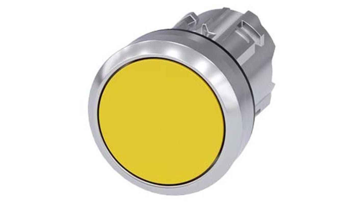 Pulsador Siemens serie SIRIUS ACT, Ø 22mm, de color Amarillo, Enclavamiento, IP66, IP67, IP69K