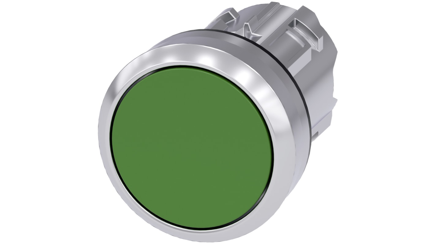 Pulsador Siemens serie SIRIUS ACT, Ø 22mm, de color Verde, Enclavamiento, IP66, IP67, IP69K