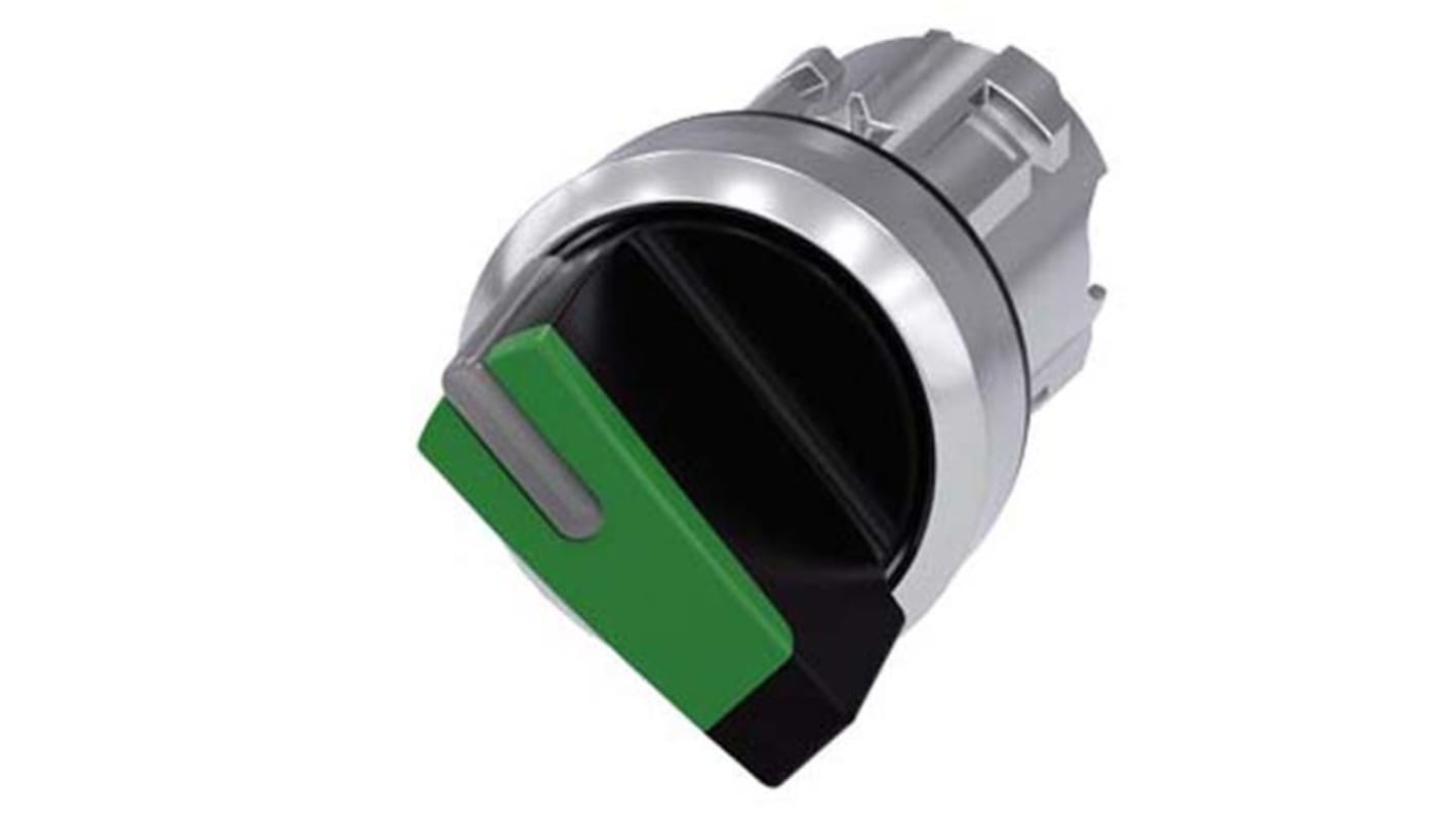 Siemens SIRIUS ACT Series 2 Position Selector Switch Head, 22mm Cutout, Green Handle