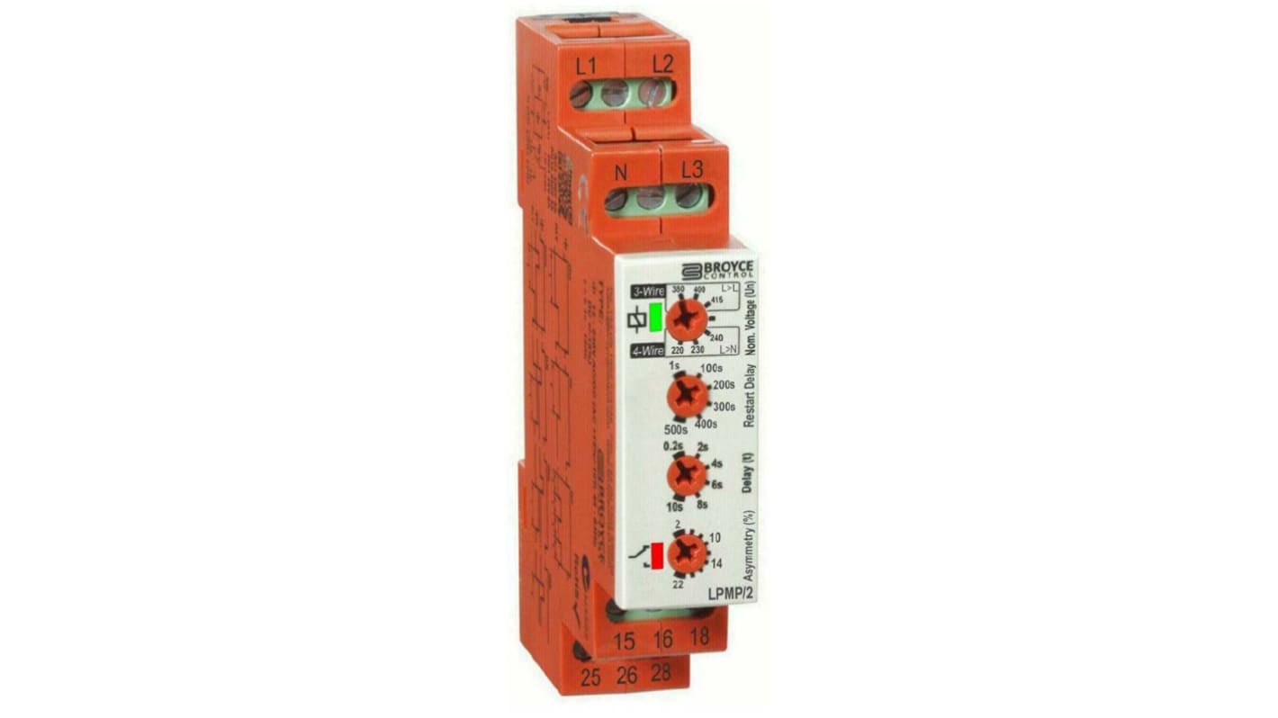 Relè di monitoraggio Broyce Control LPMP/2 400V serie L, DPDT