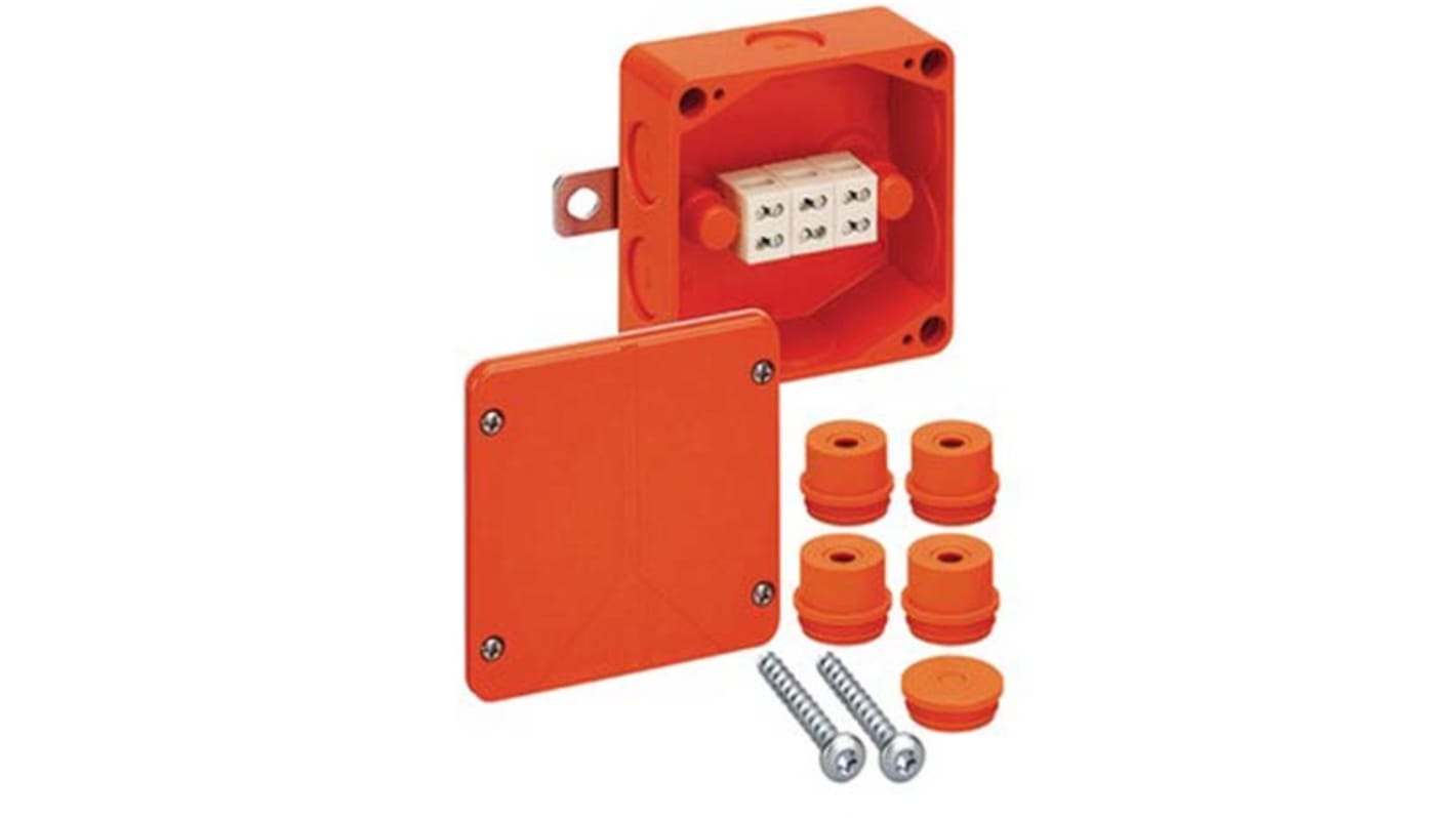 Spelsberg WKE Series Orange Junction Box, IP54, IP65, 3 Terminals, 100 x 100 x 50mm