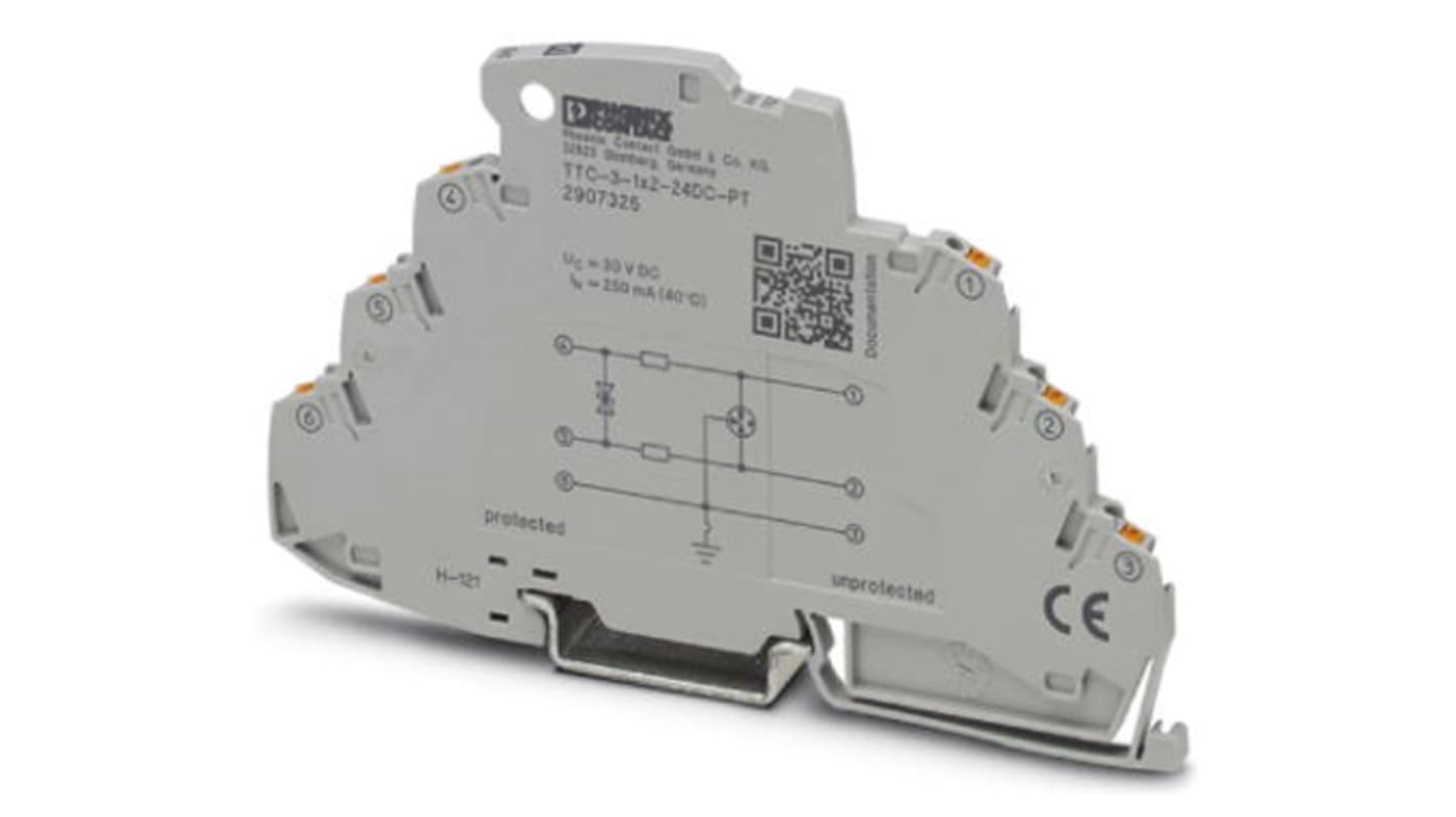 Protector contra transitorios Phoenix Contact, Dispositivos de protección contra sobretensiones, 30 V dc, 10kA, Carril