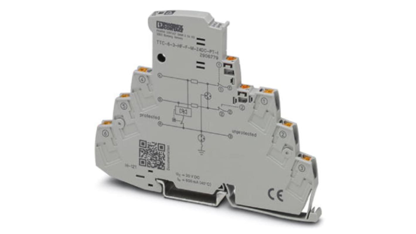 Ochrana proti přepětí, řada: TTC-6-3-HF-F-M-12DC-PT-I, 15 V DC 10kA zařízení pro přepěťovou ochranu, Lišta DIN, 83.5 x