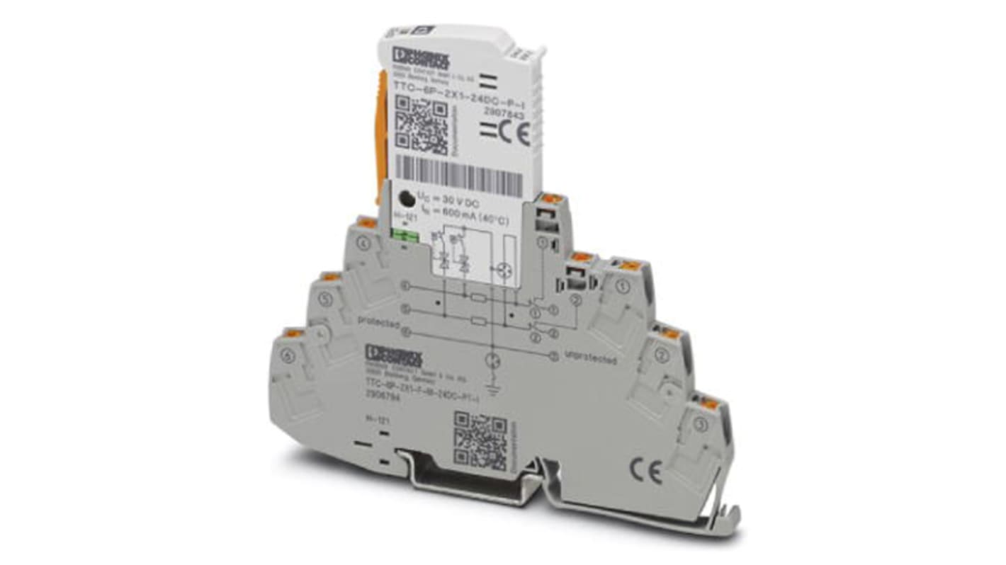 Phoenix Contact, TTC-6P-2X1-F-M-24DC-PT-I Surge Protector 30 V dc Maximum Voltage Rating 10kA Maximum Surge Current