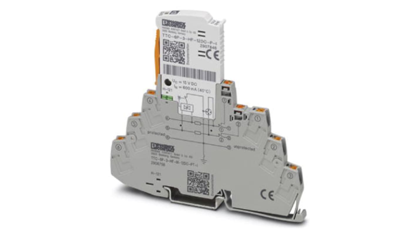 Phoenix Contact 15 V DC 10kA Túlfeszültség-védő, szupresszor: Túlfeszültségvédelmi készülék, DIN-sín, 100 x 6.2 x