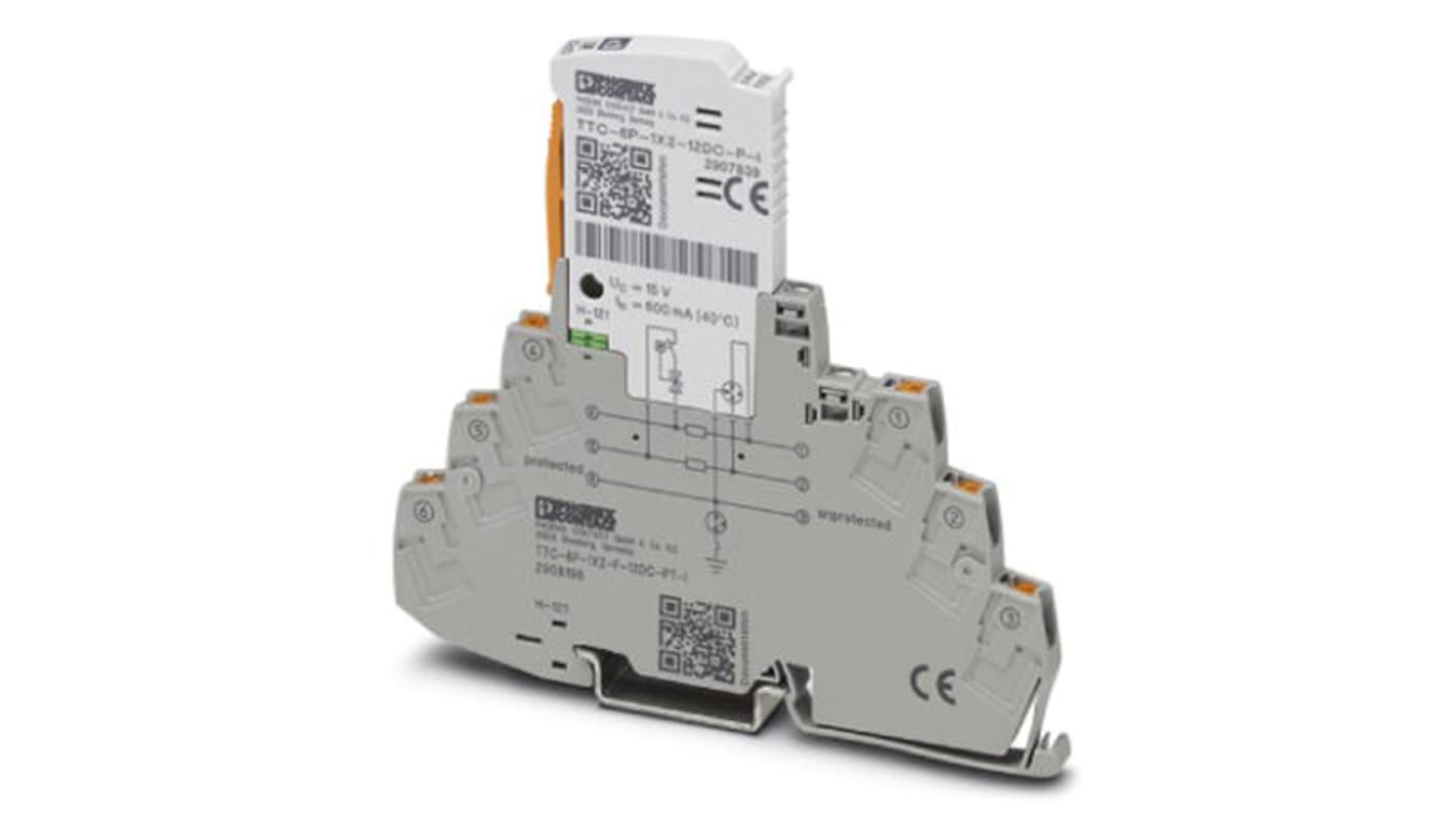 Protector contra transitorios Phoenix Contact, Dispositivos de protección contra sobretensiones, 15 V dc, 10kA, Carril