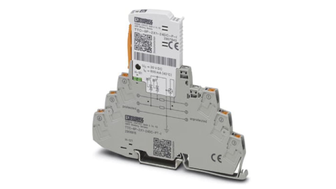 Phoenix Contact, TTC-6P-2X1-48DC-PT-I Surge Protector 53 V dc Maximum Voltage Rating 10kA Maximum Surge Current Surge