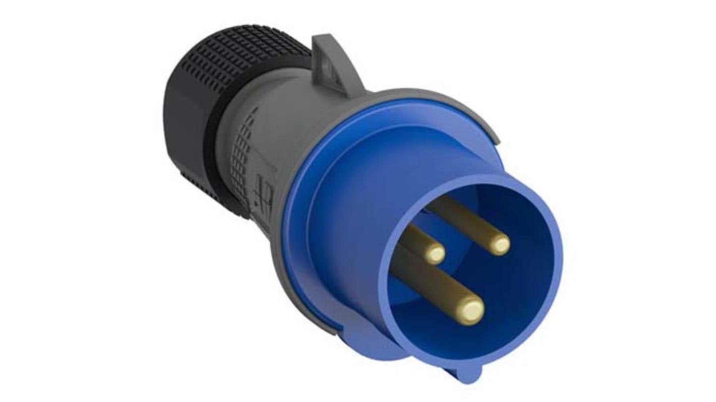 Conector de potencia industrial Macho, Formato 2P + E, Orientación Recto, Easy & Safe, Azul, 230 V, 16A, IP44